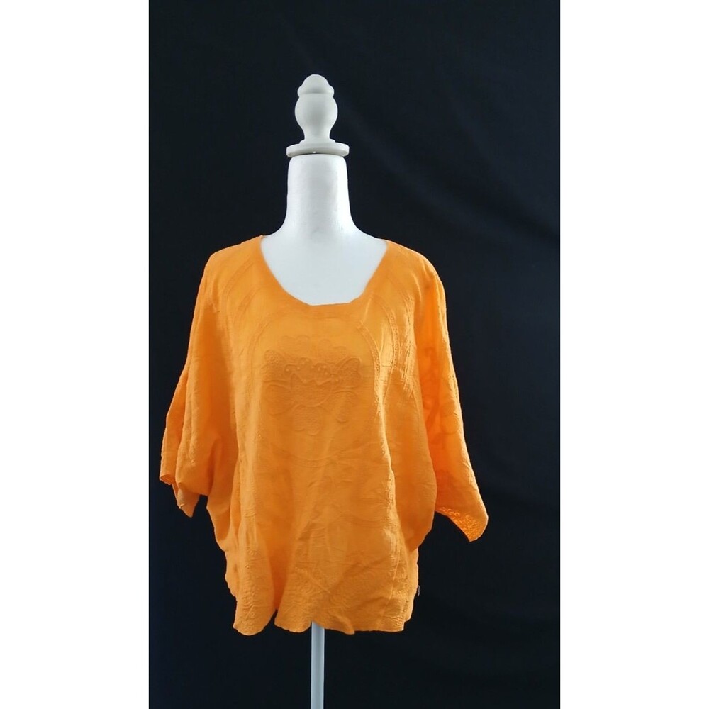 Cato Batwing Style Vibrant Orange Boho Flowy Top Large NWOT - Picture 2 of 8